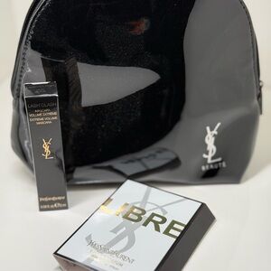 NWOT YSL BEAUTE BLACK MAKEUP POUCH WITH YSL MAKEUP